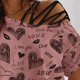 thumbnail image 4 of Pntutb Mujeres Verano O-cuello Manga Corta Amor Imprimir Sin Tirantes Camiseta tops Blusas Pntutb Pntutb-7117, 4 of 7