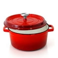 thumbnail image 2 of NutriChef 5 QT Four Hollandais en Fonte Émaillée avec Couvercle Auto-Assaisonné, Rouge (4 Pack), 2 of 9