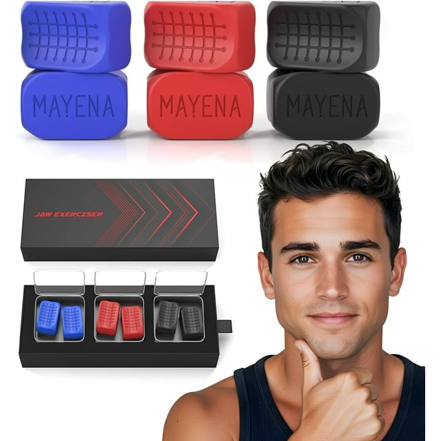 czcpp-Jaw Exerciseur pour Hommes & Femmes / 3 Niveaux de Résistance Ensemble de Modelage de Mâchoire en Silicone / Modèle Amélioré de Force de Base / Entraîneur de Mâchoire Puissant pour Plusieurs Niveaux de Force / Mince & Tonifie le Visage