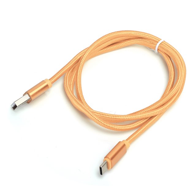 Cable de carga de cargador USB trenzado de alta resistencia de 1 m Cable de cargador de sincronización de datos GoldType‑C