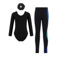 thumbnail image 2 of Haitryli Kids Girls Rhinestones Metallic Gymnastics Leotard Outfits Long Sleeve Jumpsuits with Legging Hairband Royal Blue 10, 2 of 5