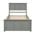 thumbnail image 4 of Euroco Modern Wood Twin Platform Bed with Headboard & Trundle for Kids Teens, Grey, 4 of 9