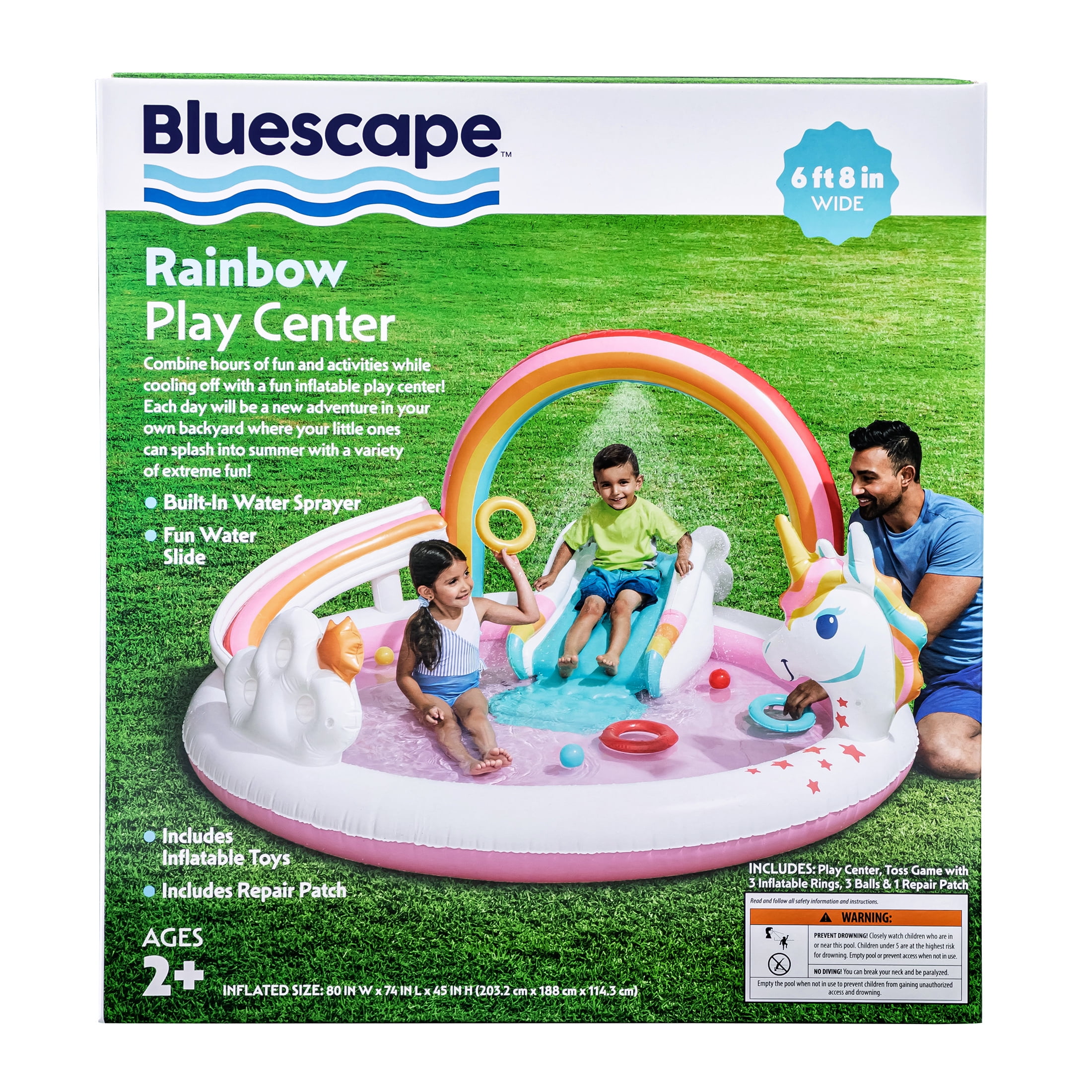 Bluescape Rainbow Unicorn Play Center,  Inflatable Pool Game & Toys,  Age 2 & Up, Unisex