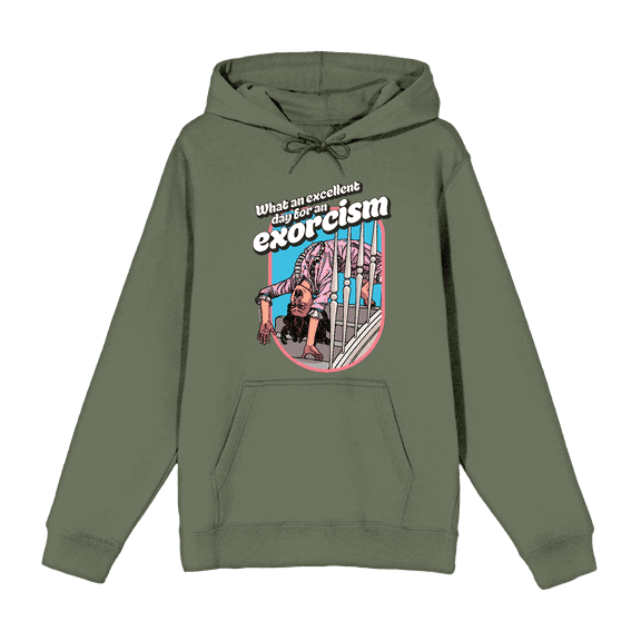 The Exorcist Excellent Day For An Exorcism Adult Olive Long Sleeve Hoodie-Medium