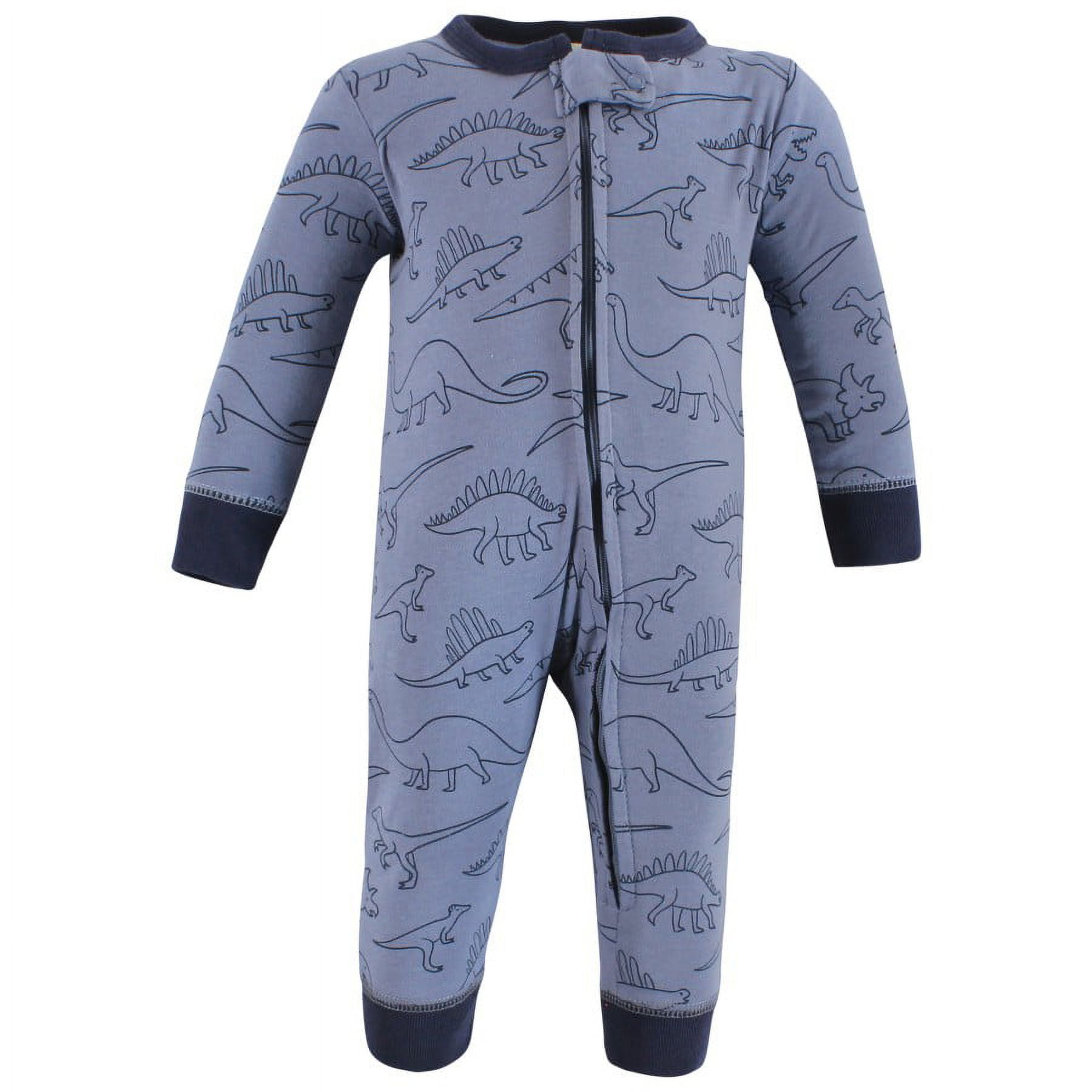 Hudson Baby Cotton Sleep and Play, Blue Green Dino, 0-3 Months