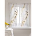 thumbnail image 3 of White Gold Modern Curtains 45 Inch Length, Sheer Curtains for Bedroom Living Room Window Abstract Vintage Marble Geometric Rod Pocket Voile Drapes Kitchen Curtains Small Half Window 42"x45" 2 Panels, 3 of 6