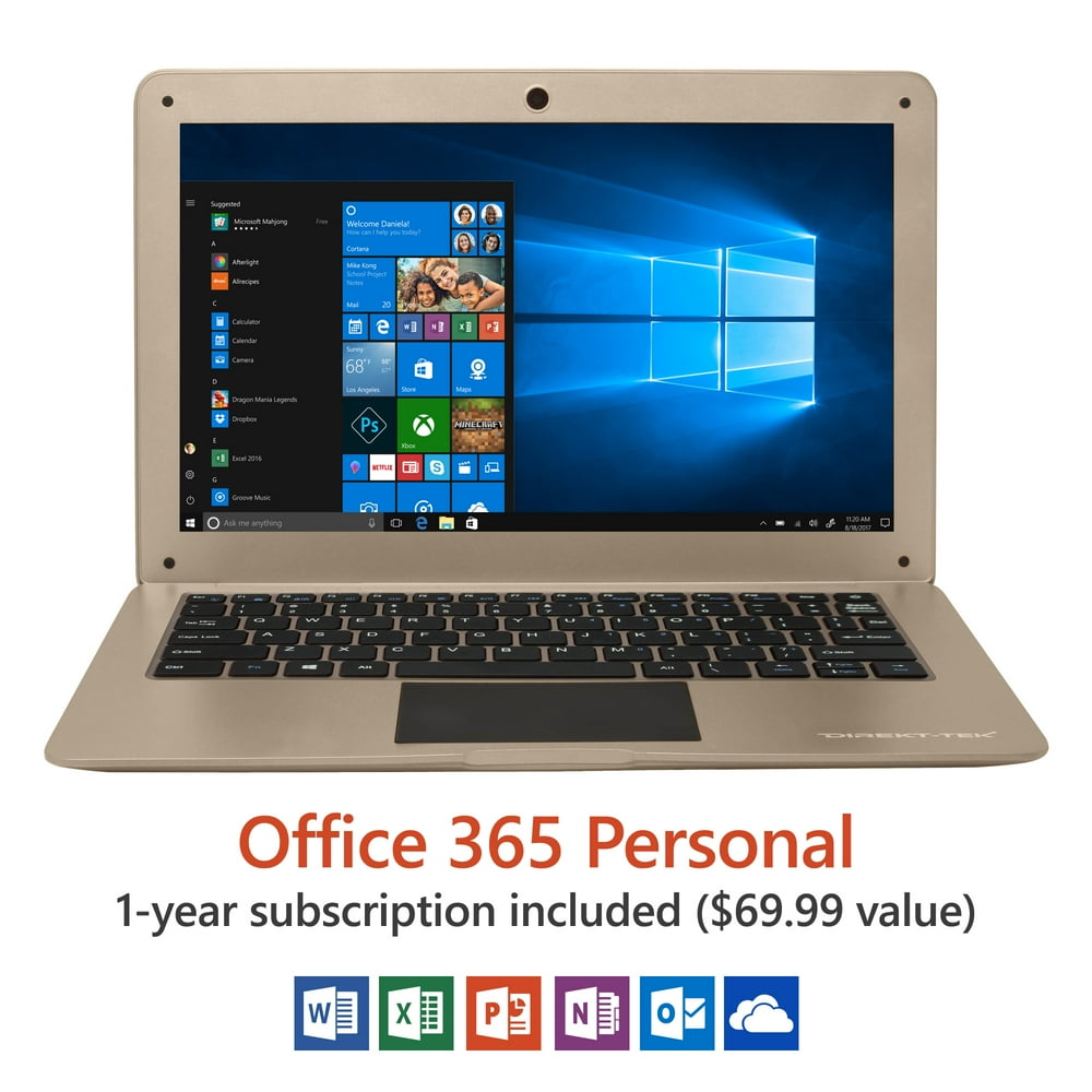 DirektTek 12.5" Ultra Slim Laptop, Windows 10 Home, Office 365