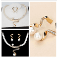 thumbnail image 3 of Franhais Women Necklace Set, Pearl Pendant Stud Earrings, Rhinestone  Pearls Elegant Open Design Clavicle Necklace, 3 of 7