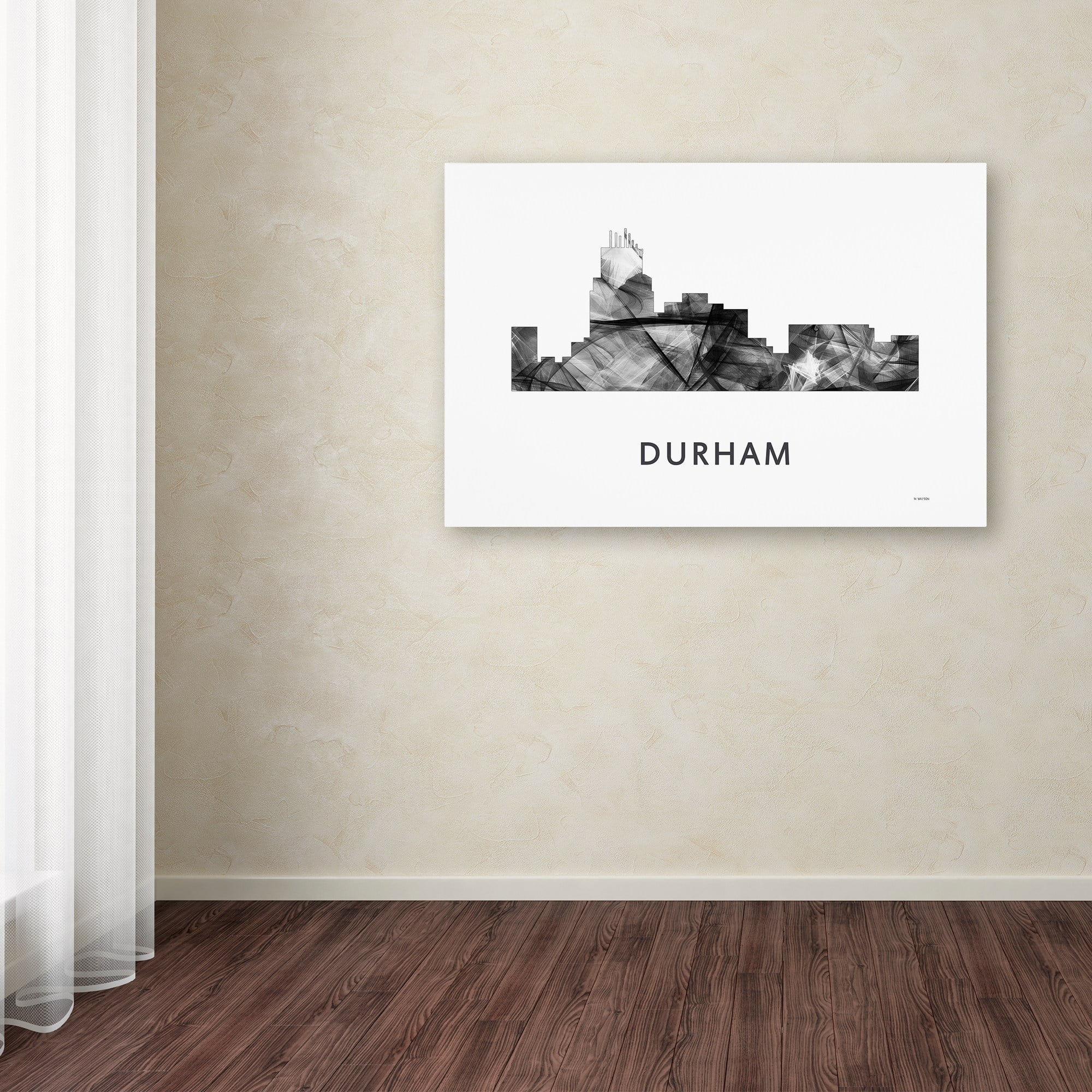 Trademark Fine Art 'Durham North Carolina Skyline WB-BW' Canvas Art by Marlene Watson