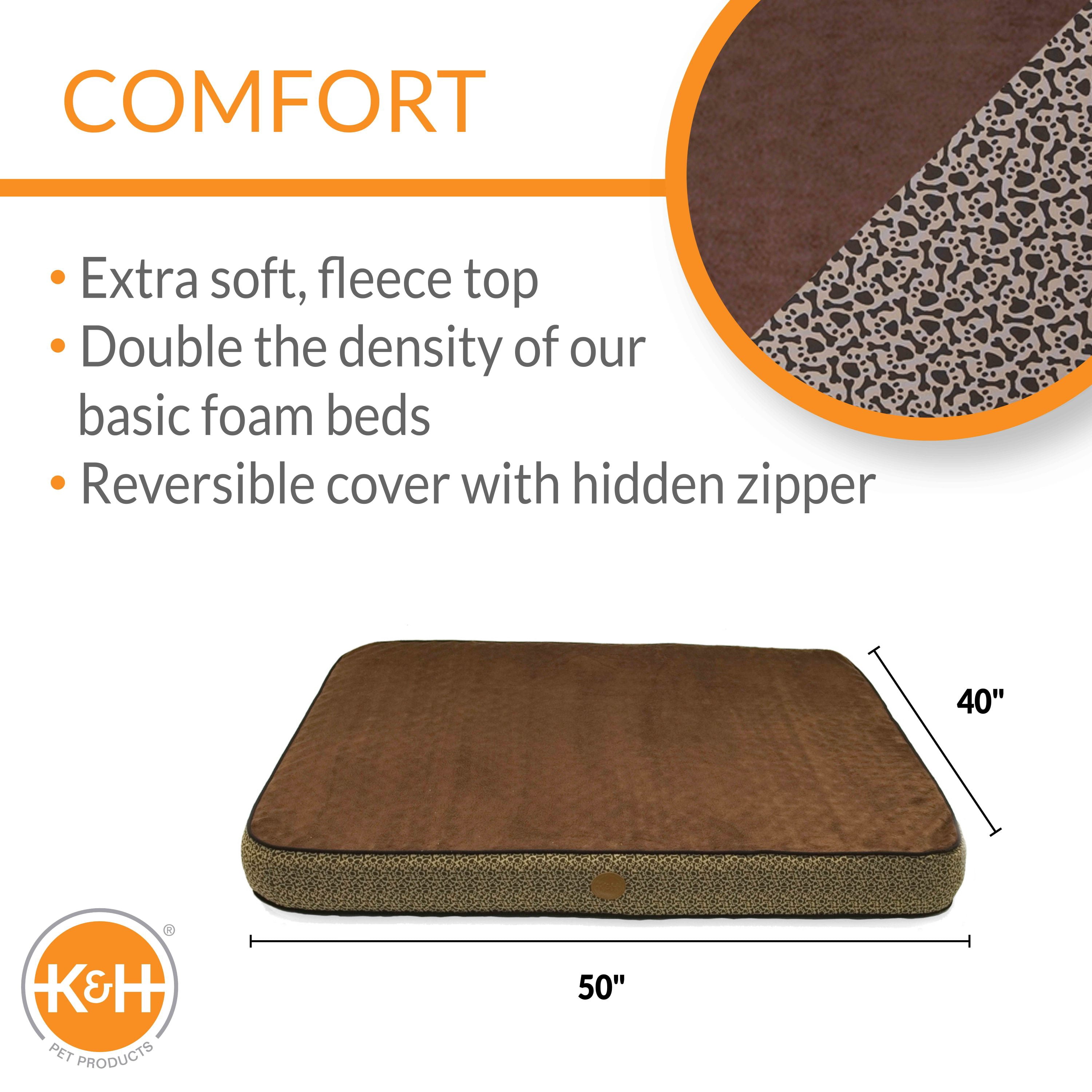 K&H Pet Products Superior Orthopedic Dog Bed Mocha Paw Bone Print Large 40 X 50 Inches