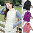 thumbnail image 2 of Winter Women Vest Coat Thickened Padded Zipper Closure Stand Collar Sleeveless Solid Color Windproof Heat Retention Outdoor Down Waistcoat, 2 of 8