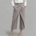 thumbnail image 2 of Levmjia Women High Waisted Wide Leg Capri Pants Solid Color Elegant Casual Dressy Trousers with Functional Pockets Zipper Front Office Work Wear, 2 of 8