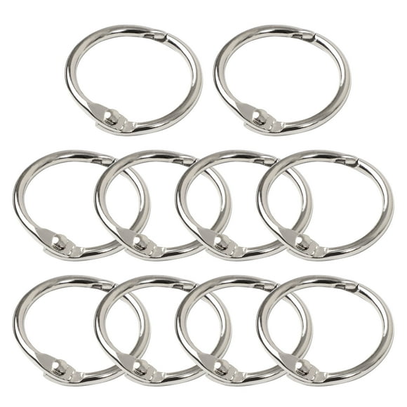 10 Pack Book Binder Rings, Office Loose Leaf Binder Rings, Small Binder Ring, Locking Rings Keychain Key Rings, Metal Book Rings, 17mm Inner Dia