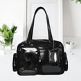 thumbnail image 4 of Hfppkn PU Leather Pin Display Ita Tote Bag Transparent Window Shoulder Handbag for Daily Use 35x11x25cm Black, 4 of 7