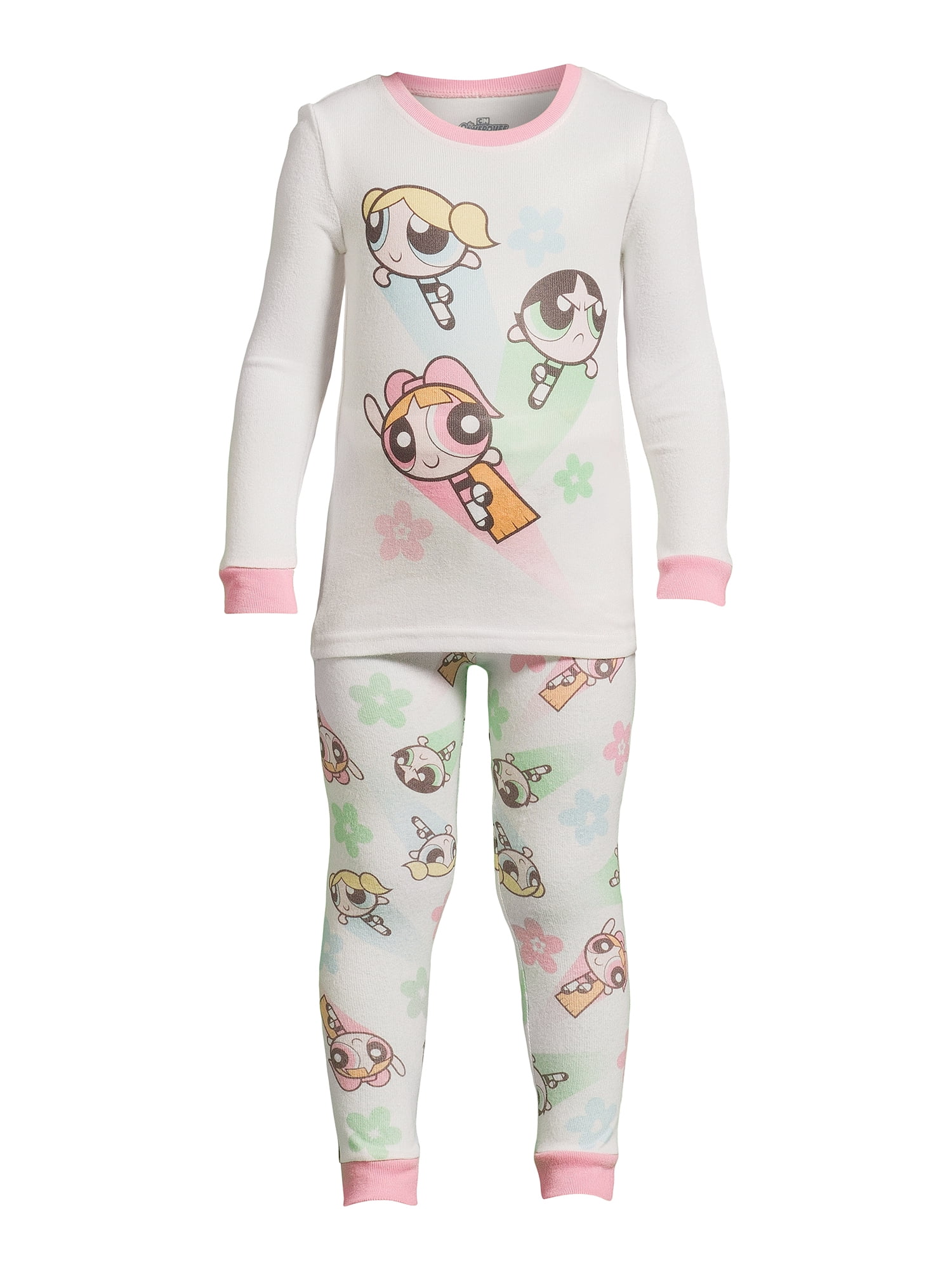Powerpuff Girls Toddler Girls Snug Fit Hacci Long Sleeve Pajama Set, 2-Piece, Sizes 12M-5T