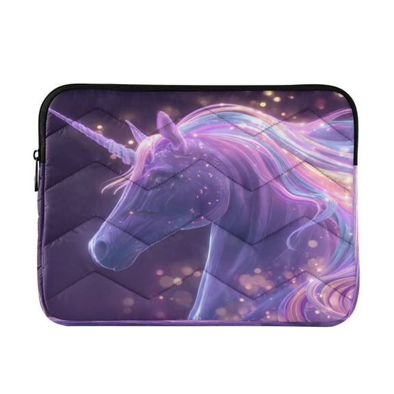 Quilted Laptop Sleeve for 13-16 Inch Laptops Protective Laptop Case Cover Lightweight Travel & Office Essentials Unicorn with Rainbow Mane