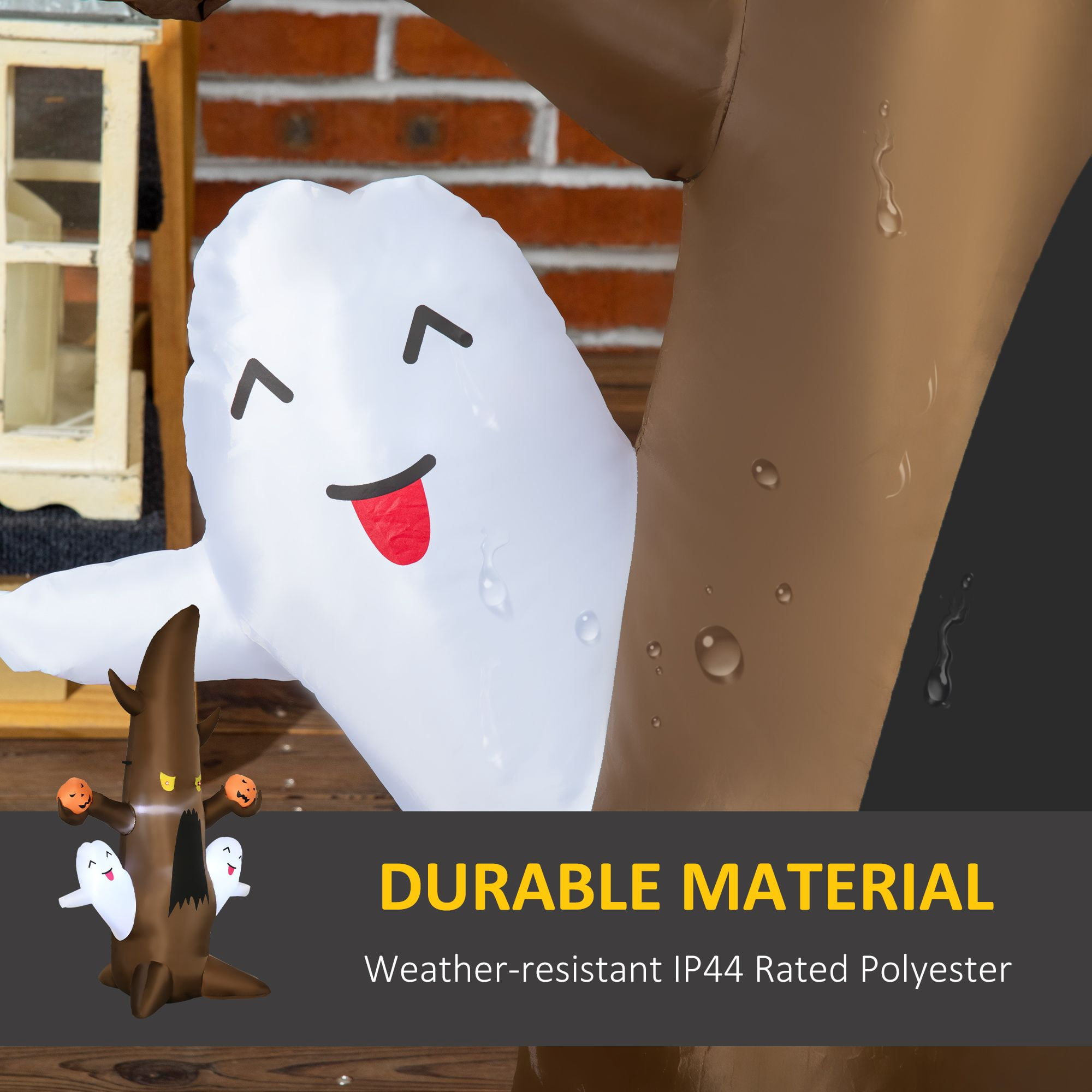 Inflatable Halloween Ghost Tree Smiling Ghost Pumpkins 5ft LED Outdoor Decor Lawn Garden Party
