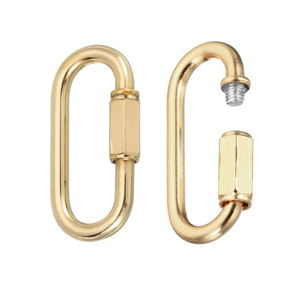 Chain Connectors, 6mm Thick Quick Link Screw Lock Oval Clips for Chandelier Pendant Lights, Light Gold, Pack of 2