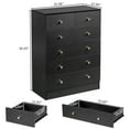 thumbnail image 2 of 6 Drawer Dresser, Wide Storage Dresser Chest Cabinet Organizer with Metal Handles, Retro Modern Double Dresser, Wood Storage Cabinet Sideboard for Bedroom, Living Room, Entryway,Hallway,Black, 2 of 9