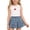 White, variant on Girl's 2 Piece Outfits Summer Trendy Cute Cherry Crew Neck Vest Top and Embroidery Elastic Waist Pleated Denim Skort Set White 4-5Y