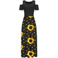 thumbnail image 3 of SMihono Robe Maxi Bohème d'Été pour Femmes Grande Taille Robe Longue Décontractée pour Femmes avec Imprimé Floral Rayé Manches Courtes Robe Maxi Robe de Plage, 3 of 4