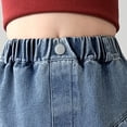 thumbnail image 6 of Girls Denim Skirt High Waist A-Line Jean Skirt Knee Length Trendy Jeans Skorts Summer Outfits for Girls (3-Blue 6-7), 6 of 9