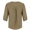 thumbnail image 6 of Womens Tops 3/4 Sleeve Cotton and Linen V Neck Embroidered Casual Loose Top Fashion Shirt, 6 of 6
