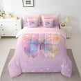 thumbnail image 2 of Homewish Gradient Colorful Butterfly 7-Piece Twin Bedding Sets,Flying Animal Bedding Comforter Set,Pink Loves Pattern Sheet Sets For Girls Kids,Super Cozy Room Decor Reversible, 2 of 8