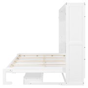 Harper & Bright Designs Queen Size Wall Murphy Bed with Storage, Foldable Cabinet Bed with Vanity Desk, Center Mirror & 2 Side Drawers for Guest Room Office, White
