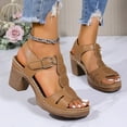 thumbnail image 5 of Mepaouo Womens Orthopedic Sandals Chunky Heel Summer Dress Pumps Platform Wedge Slip on Shoes Brown 8.5, 5 of 8