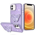 thumbnail image 2 of XPM for Apple iPhone 14 /13 Phone Case, Butterfly Moveable Grip 3D Pop Stand Full Diamond Bling Sparkling TPU Fashion Hybrid Cover for iPhone 14 / iPhone 13 (Purple), 2 of 8