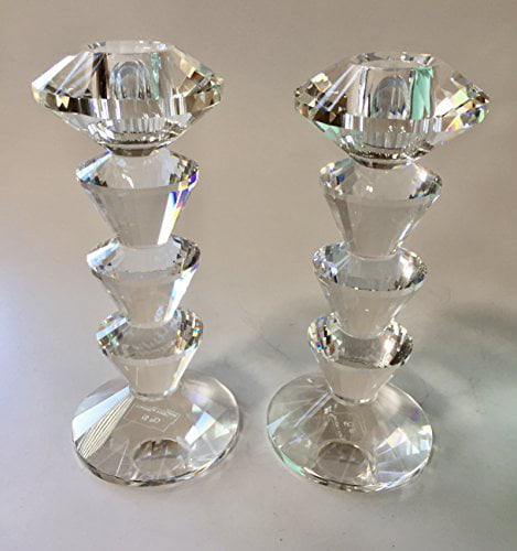 Simon Design Harvest Shimmer Crystal Candlestick Pair 6 inches
