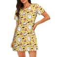 thumbnail image 1 of Fotbe Rabbit Hunger Bata de Dormir para Mujer con Estampado, Camisón de Algodón de Manga Corta, Ropa de Dormir Casual, 1 of 6