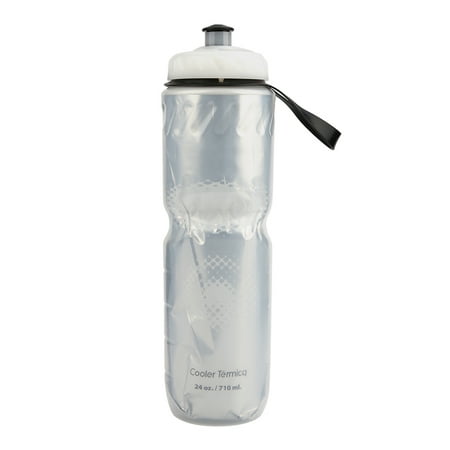 

710ML/24oz Outdoor Dual Layer Thermal Keeping PE Sport Bottle Hot Cold Water for Outdoor Cycling Hiking Camping Mountain Climbing[Silver]