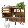 thumbnail image 1 of Soporte de pared para llaves de madera maciza Eryvik con 8 ganchos, color marrón quemado, 1 of 7