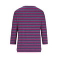 thumbnail image 6 of ClodeEU Women's Striped Henley Neck 3/4 Sleeve T Shirt ,Button Down V-Neck Top, Basic Ladies Loose Fit Tee Purple,Womens Plus XXXXL, 6 of 6