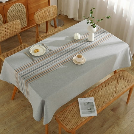 

Wrcnote Table Cloths Washable Tablecloths Striped Decorative Tablecloth Covers Cotton Linen Dust-proof Rectangle Home Decor Gray 40 x63