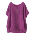 thumbnail image 3 of Womens Summer Clothes Kelon Tops for Women Short Sleeve Shirts V Neck Linen Cotton Business Casual Blouses 2026 Summer Tops Business Causal Dressy Work Top, XL, 3 of 9