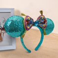 thumbnail image 2 of Fashion Minnie Ears Sequin Diamonds Aladdin Queen Sparkle Bow Headband Blue/Green, 2 of 13