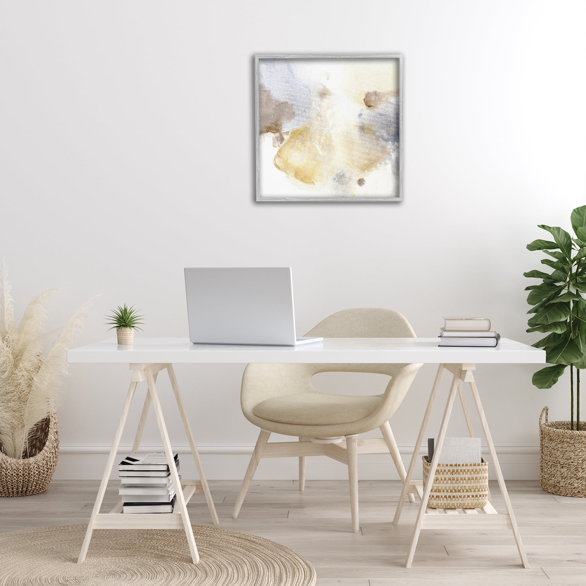 Stupell Industries Subtle Cloudy Abstract Abstract Painting Gray Framed Art Print Wall Art, 24 x 24