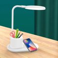 thumbnail image 3 of Puntoco Lámpara de mesa multifunción 3 y 1 Iluminación del hogar Carga rápida Lámpara de escritorio LED de carga inalámbrica con cargador inalámbrico, luz de escritorio blanca con bolígrafo, 3 of 8