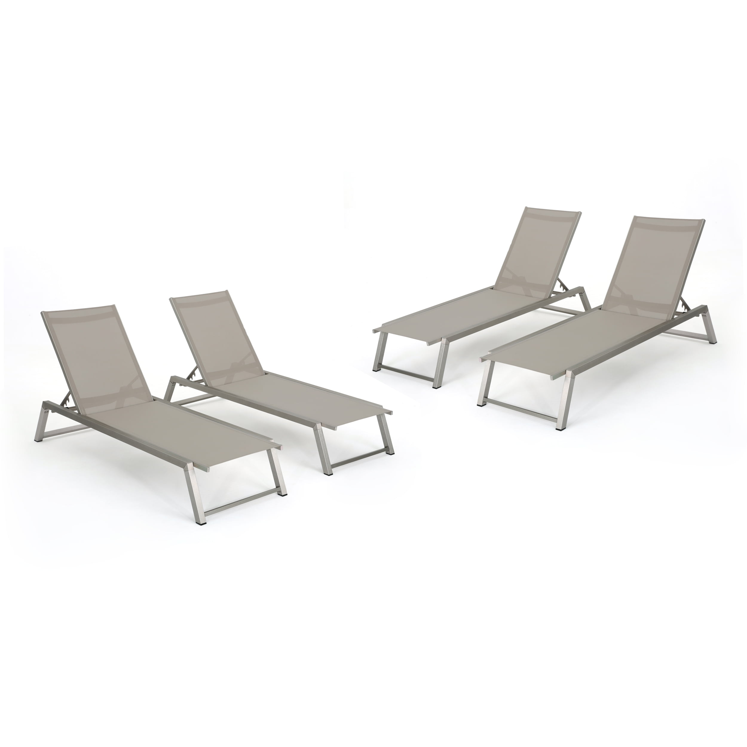 Santa Monica Outdoor Gray Mesh Chaise Lounge with Grey Finished Aluminum Frame 