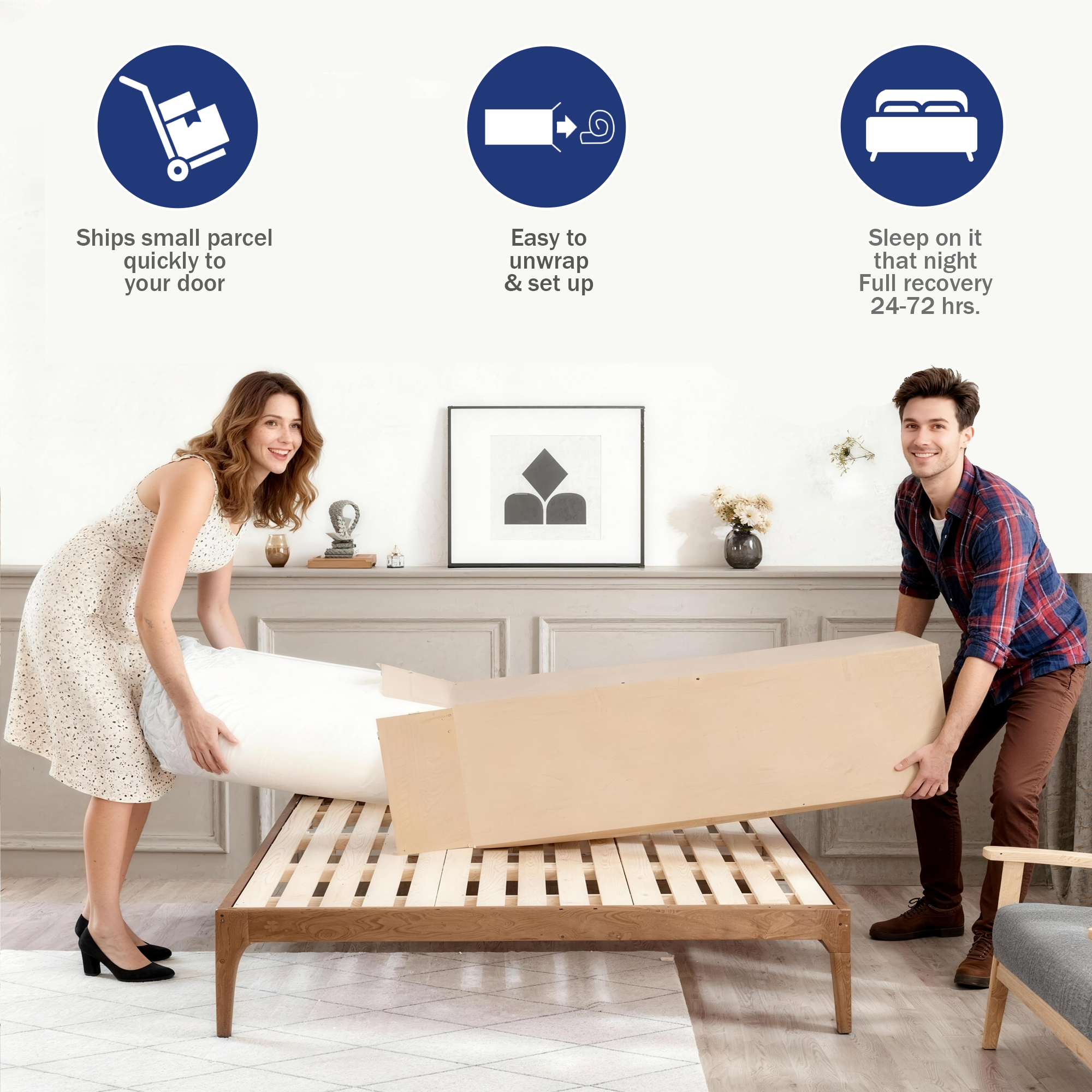 12 Inch Full Size Euro Top Hybrid Mattress, Medium Firm, Bed in a Box, Individual Pocket Springs, Back & Lumbar Support, Motion Isolation, Pressure Relief, Comfortable Sleep