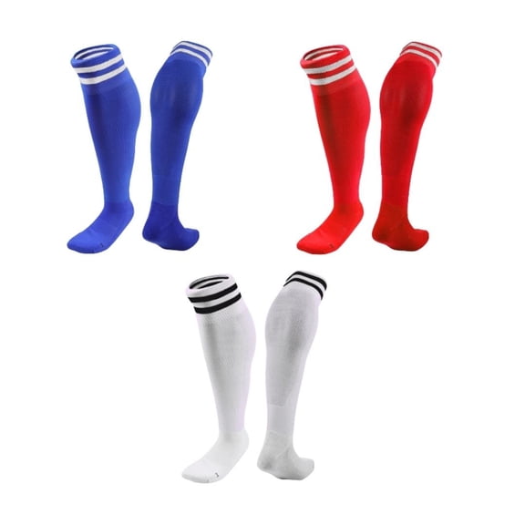 Lian LifeStyle 3 Pairs Knee High Sports Socks for Soccer, Softball, Baseball, Soccer, and Many Other Sports XL002 Size XS Blue,Red,White