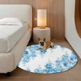 thumbnail image 2 of Teal Blue Wisteria Round Area Rug 7Ft Washable Circle Rugs for Dorm Laundry Room, Sprinng Summer Pastoral Botanical Non-Slip Carpet Floor Mats Indoor Outdoor Carpet Runner Aesthetic Home Decor, 2 of 8