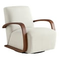 thumbnail image 3 of Spruce & Spring Modern Swivel Accent Chair with U-Shaped Wood Arms Single, Linen&Walnut, 3 of 11
