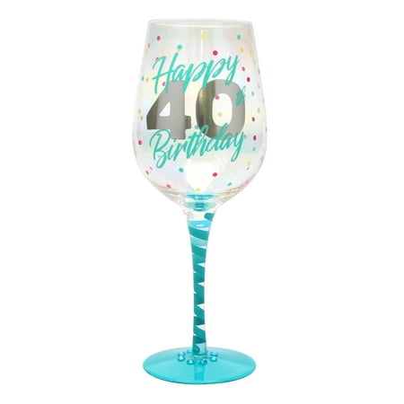 Decorative 40th Birthday Wine Glass, For Red or White