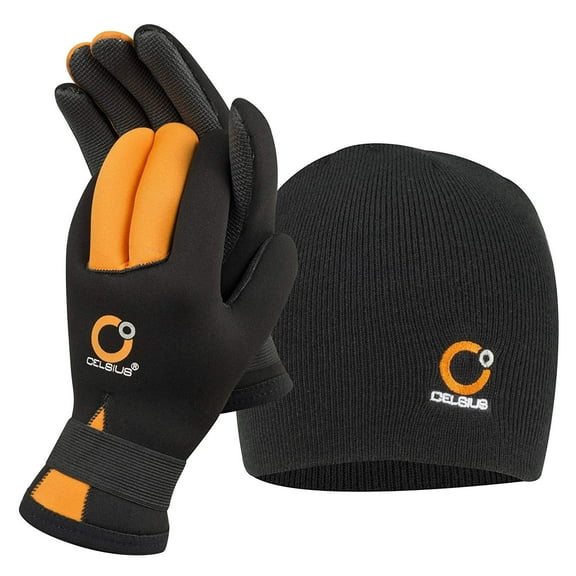 Celsius Neoprene Gloves and Hat Set for Adults, Unisex, Size Large
