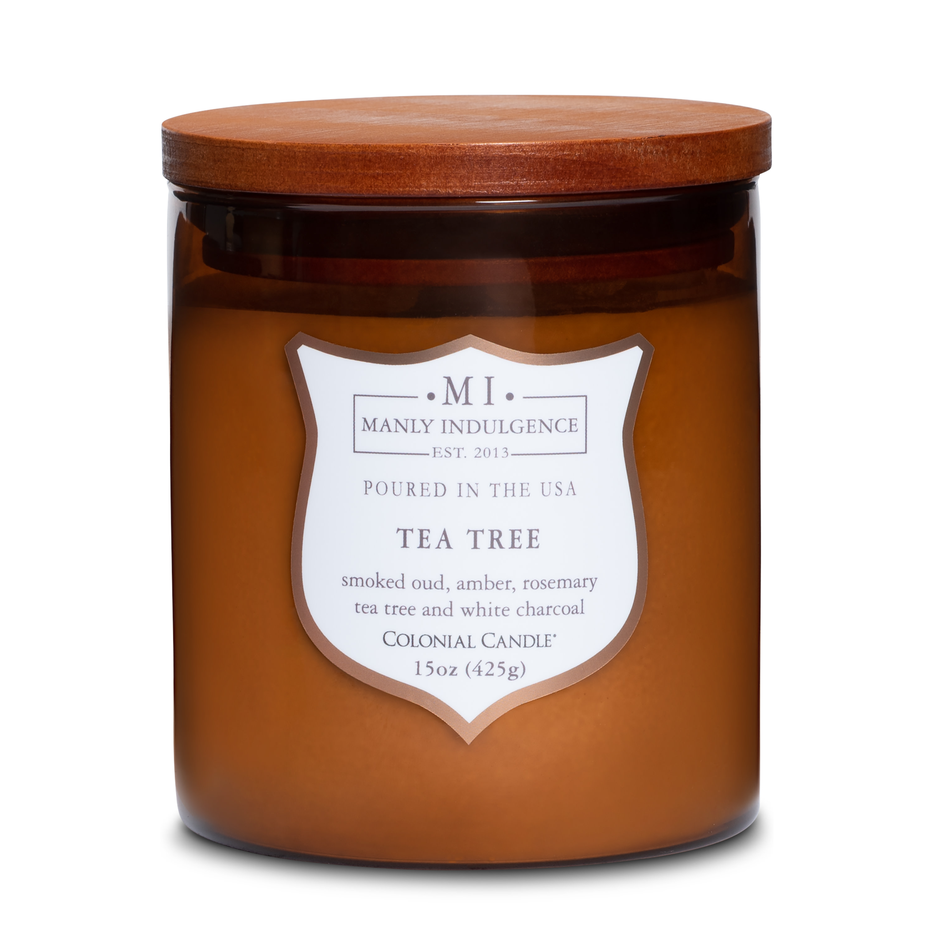 Manly Indulgence Tea Tree 15 Oz Scented Candle, Wooden Wick Walmart