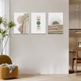 thumbnail image 6 of Sage Green & Pink Boho Wall Art Set of 3, Modern Mid Century Minimalist Wall Art - Geometric Line Leaf Sun Moon Wall Decor - Sun Phase Artwork Pictures - 12"X16", 6 of 6